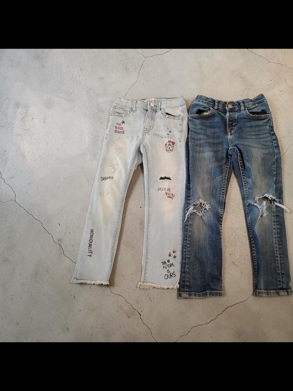 Girls' Light Wash & Medium Wash Denim Jeans - Pair